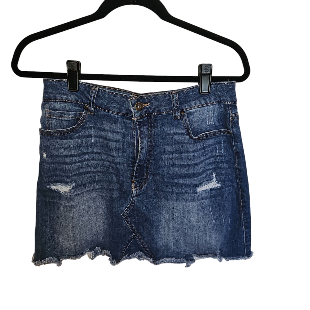 Denim Distressed Skirt